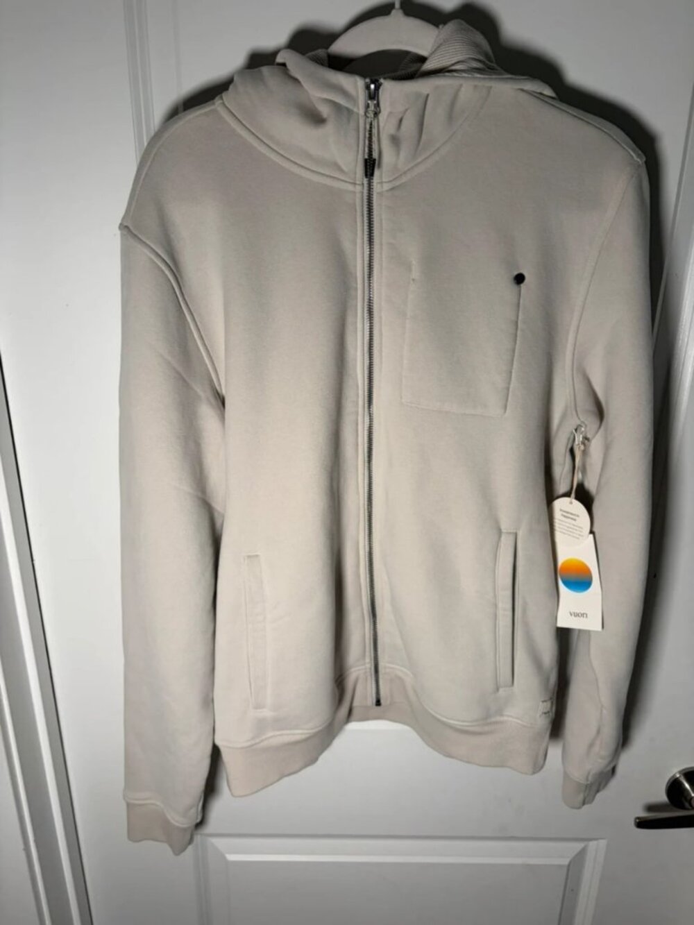 Vuori Seaside Full Zip Hoodie Light Cream Men's Size S